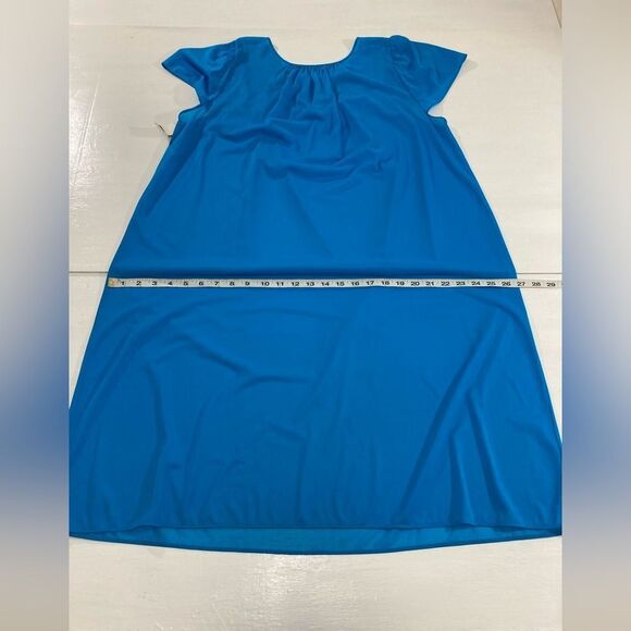 Shadow Line Night Gown Women's Medium Blue Short Sleeve Sleepwear - Picture 10 of 11